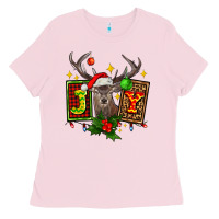 Bubblegum Pink joy with reindeer ado Ladies Tee - AdoDesignShop