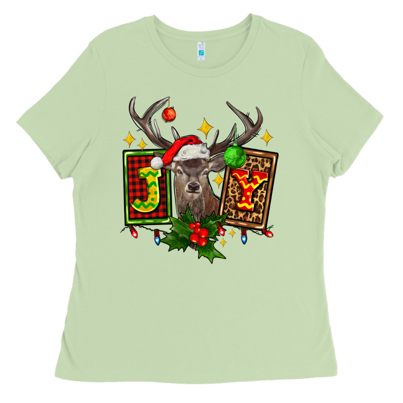 Joy With Reindeer Ado Ladies Tee by AdoDesignShop | Teevron