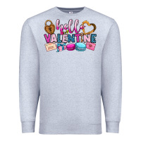 Heather Grey hello valentine Premium Sweatshirt - OliviaCreatesArt