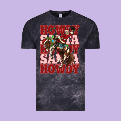 Howdy Santa Cowboy Christmas Vintage Tee Designed By Maliassmallbusiness