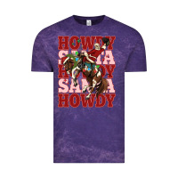 Cloud Purple howdy santa cowboy christmas Vintage Tee - MaliasSmallBusiness