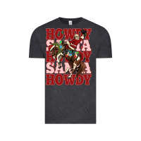 Vintage Black howdy santa cowboy christmas Vintage Tee - MaliasSmallBusiness