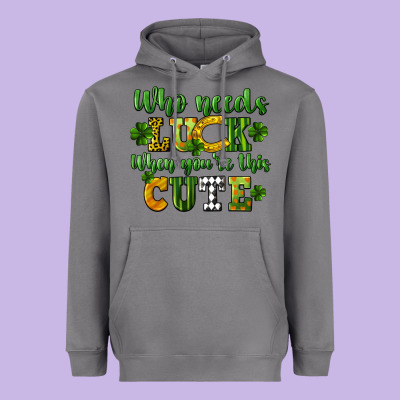 Who Needs Luck When You're This Cute St. Patrick's Heavyweight Hoodie Designed By Cowgirlartshop
