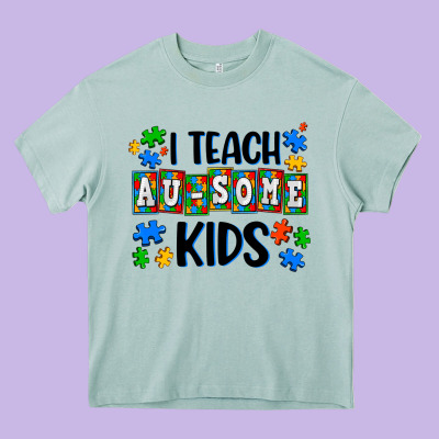 I Teach Ausome Kids Heavy Core Tee Designed By Adodesignshop