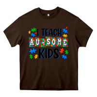 Chocolate Brown i teach ausome kids Heavy Core Tee - AdoDesignShop