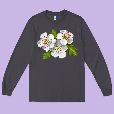 Hawthorn Flower Long Sleeve Tee Designed By Lillyallendesigns