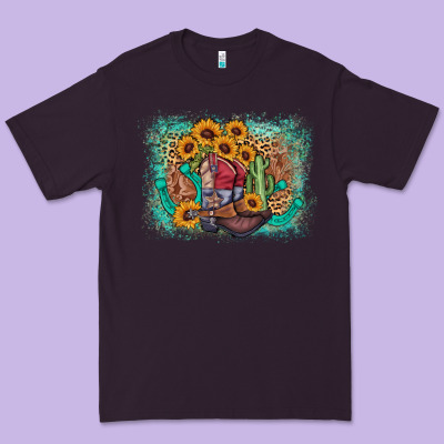 Cowboy Boots Sunflower Premium Tee Designed By Adodesignshop