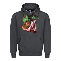 Smoke Cowgirl boots hat horns cactus Zipper Hoodie - HowdyJamesFarm