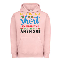 Pigment Salmon life is too to stress the small things anymo Urban Hoodie - CowhideDigitalArt