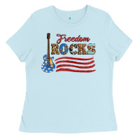 Baby Blue freedom rocks with guitar Ladies Tee - Artiststas