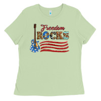 Freedom Rocks With Guitar Ladies Tee | Teevron