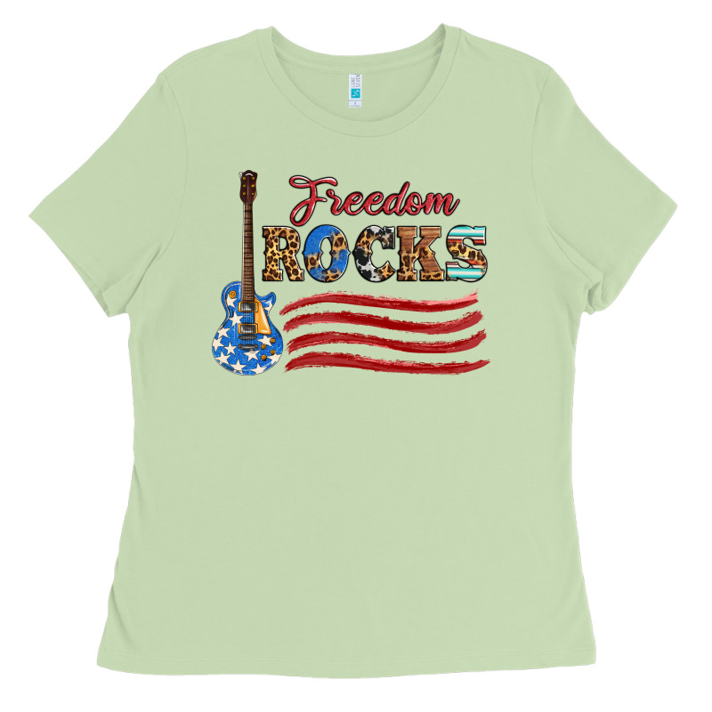 Freedom Rocks With Guitar Ladies Tee by Artiststas | Teevron