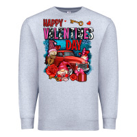 Heather Grey happy valentines day with gnomes and truck olivia Premium Sweatshirt - OliviaCreatesArt