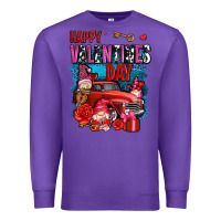 Purple happy valentines day with gnomes and truck olivia Premium Sweatshirt - OliviaCreatesArt