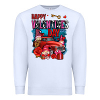 White happy valentines day with gnomes and truck olivia Premium Sweatshirt - OliviaCreatesArt