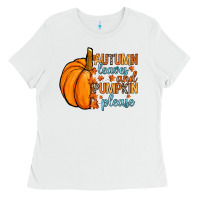 White Autumn leaves and pumpkin please Ladies Tee - RanaPortraitStore