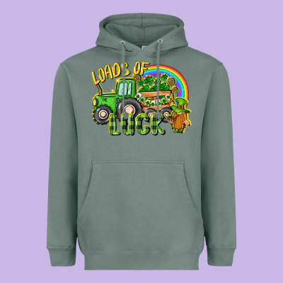 Loads Of Luck Tractor Heavyweight Hoodie Designed By Cowgirlartshop