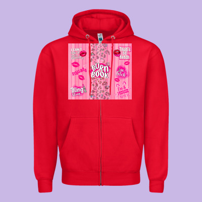 Burn Book Zipper Hoodie Designed By Tumblerdesignbyshophia