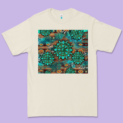 Gemstone Turquoises Aztec Leopard Cowhide Premium Tee Designed By Artiststas