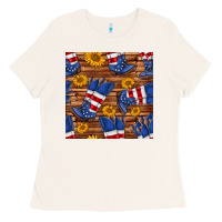 Bone america western boots and sunflower seamless pattern Ladies Tee - BundleAndBundleShop
