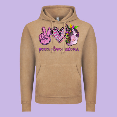Peace Love Unicorn Vintage Hoodie Designed By Jasminsmagicworld