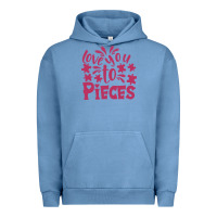 Pigment Pebble Blue love you to pieces Urban Hoodie - CowhideDigitalArt
