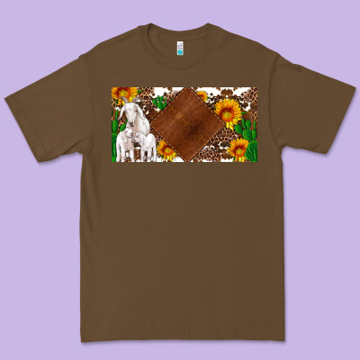 Baby Goats And Sunflower And Cactus With Cowhide License Plate Premium Tee Designed By Artiststas