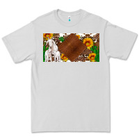 Dove Grey baby goats and sunflower and cactus with cowhide license plate Premium Tee - Artiststas