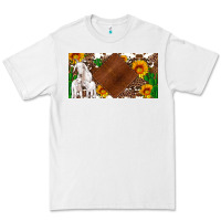 White baby goats and sunflower and cactus with cowhide license plate Premium Tee - Artiststas