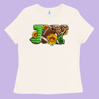 Joy With Football Ball And Sunflower Ado Ladies Tee Designed By Adodesignshop