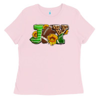 Bubblegum Pink joy with football ball and sunflower ado Ladies Tee - AdoDesignShop