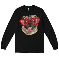 Black Pug with love glasses Long Sleeve Tee - RanaPortraitStore