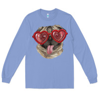 Colony Blue Pug with love glasses Long Sleeve Tee - RanaPortraitStore