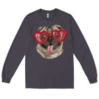 Smoke Pug with love glasses Long Sleeve Tee - RanaPortraitStore