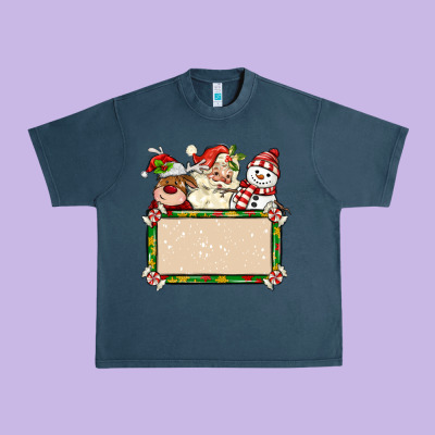 Santa Reindeer Snowman Preview And Costom Name Urban Heavy Tee Designed By Maliassmallbusiness