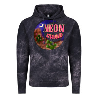 Cloud Black neon moon Vintage Hoodie - NancyCooperArtShop