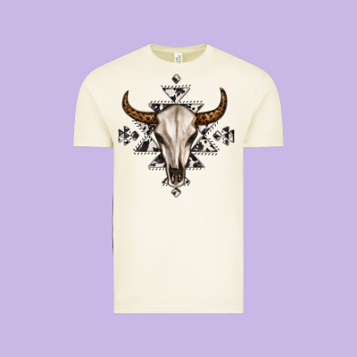 Bull Skull With Aztec Vintage Tee Designed By Maliassmallbusiness