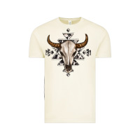 Vintage Arctic bull skull with aztec Vintage Tee - MaliasSmallBusiness