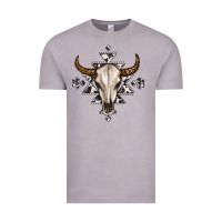 Vintage Zinc bull skull with aztec Vintage Tee - MaliasSmallBusiness