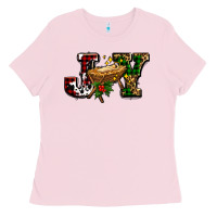Bubblegum Pink joy with baby jesus ado Ladies Tee - AdoDesignShop