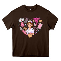 Chocolate Brown nurse and nurse element heart Heavy Core Tee - AdoDesignShop