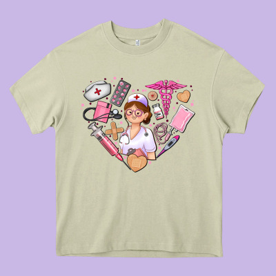 Nurse And Nurse Element Heart Heavy Core Tee Designed By Adodesignshop