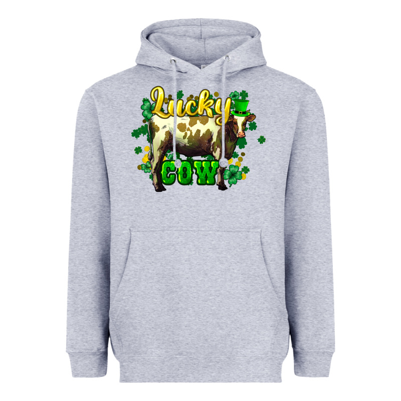 St. Patrick's Day Cow Heavyweight Hoodie by HowdyJamesFarm | Teevron