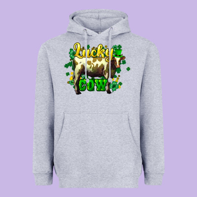 St. Patrick's Day Cow Heavyweight Hoodie Designed By Howdyjamesfarm