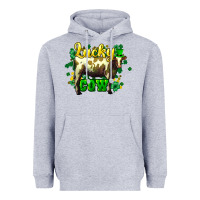 Heather Grey St. Patrick's Day Cow Heavyweight Hoodie - HowdyJamesFarm