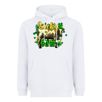 White St. Patrick's Day Cow Heavyweight Hoodie - HowdyJamesFarm
