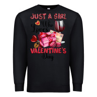 Black just a girl who loves valentine's day Premium Sweatshirt - OliviaCreatesArt