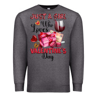 Charcoal Heather just a girl who loves valentine's day Premium Sweatshirt - OliviaCreatesArt