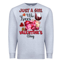 Heather Grey just a girl who loves valentine's day Premium Sweatshirt - OliviaCreatesArt