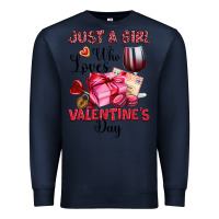 Navy just a girl who loves valentine's day Premium Sweatshirt - OliviaCreatesArt